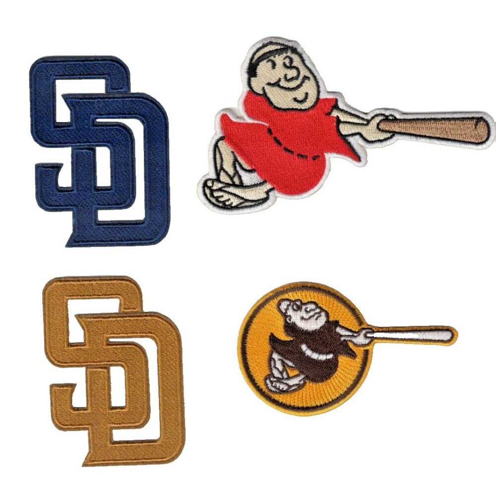 (4) San Diego Padres SD + Friar Team Logo Embroidered 3in Iron / Sew-On Patch